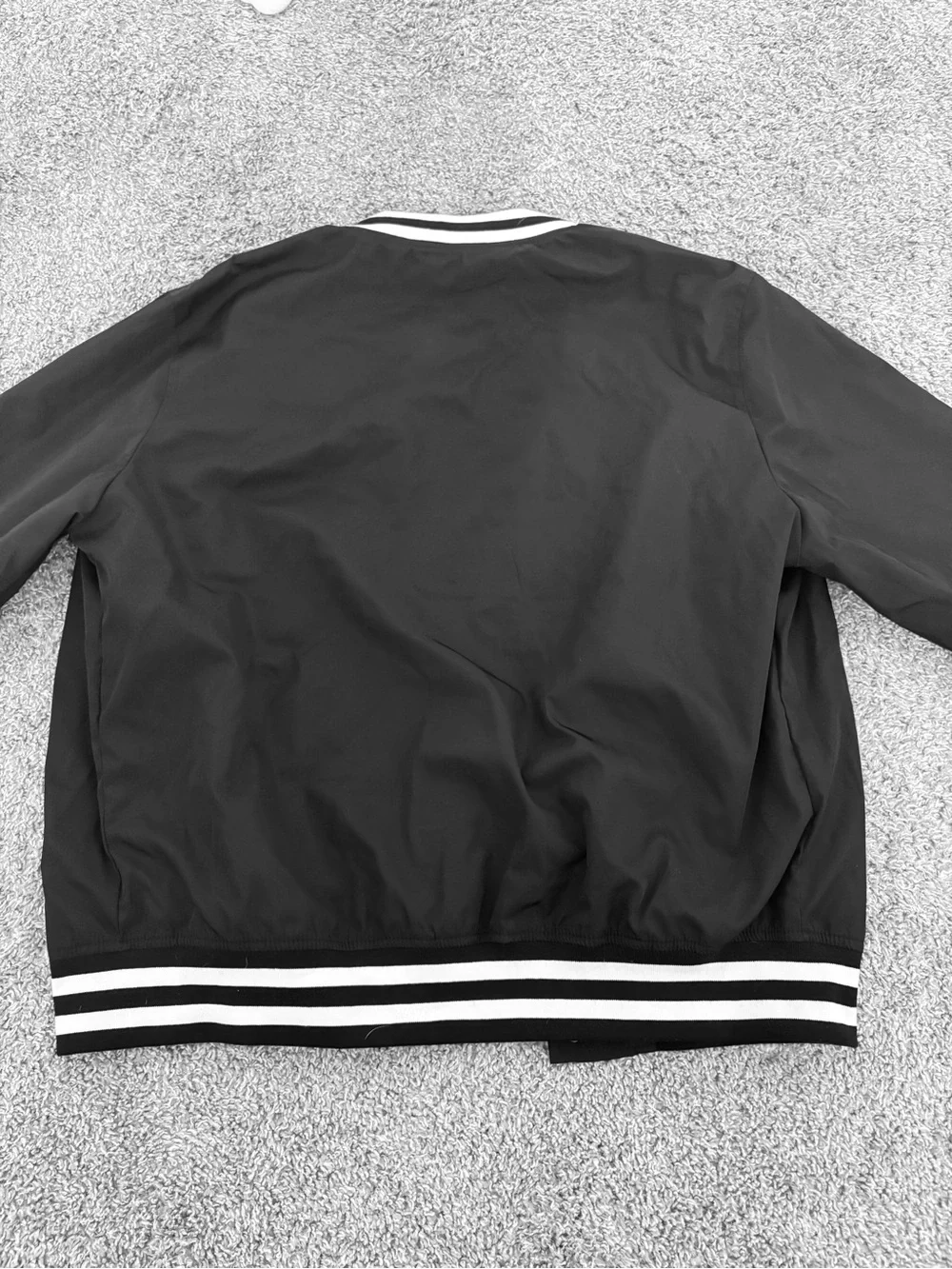 Goodfellow & Co Black Bomber Jacket with White Stripe Trim